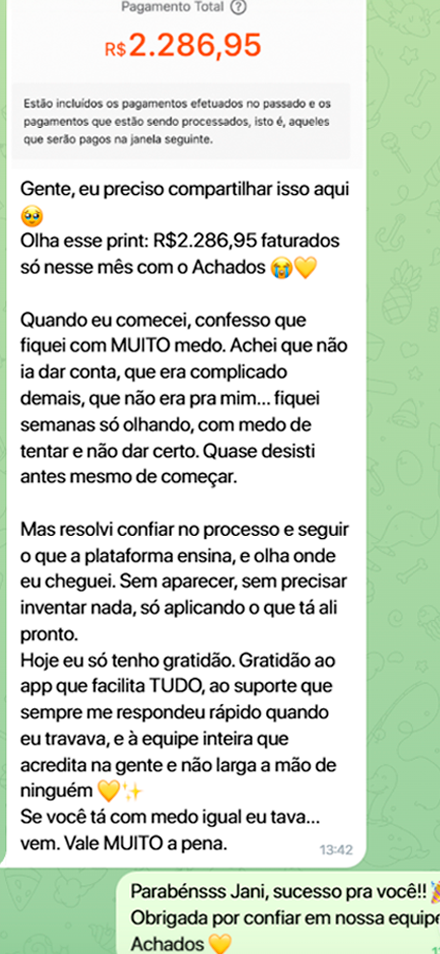 Depoimento de Jani sobre o Achados