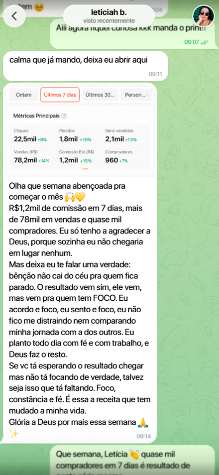 Depoimento de Letícia sobre o Achados
