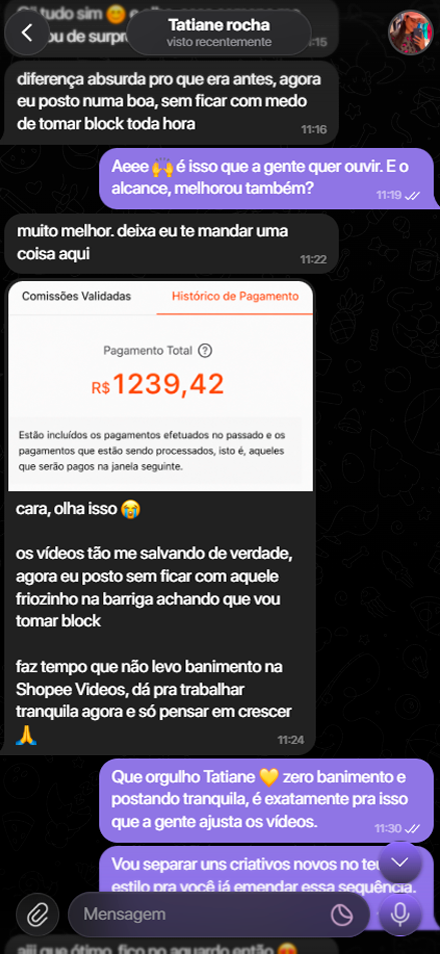 Depoimento de Tatiane sobre o Achados