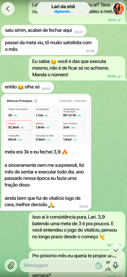 Depoimento de Lari sobre o Achados