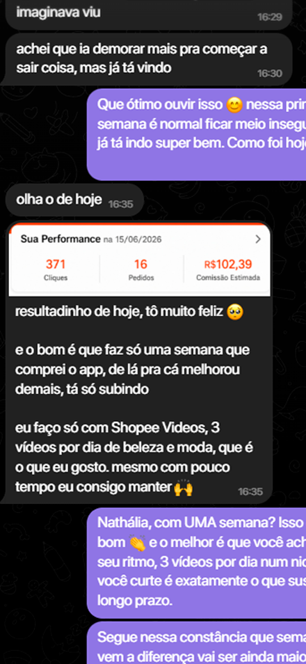 Depoimento de Nathália sobre o Achados