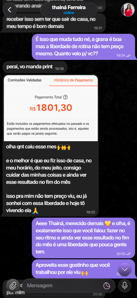 Depoimento de Thainá sobre o Achados